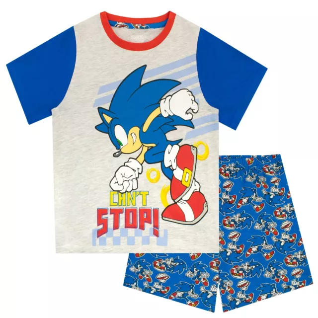 Sonic The Hedgehog Short PJs Kids Boys 5 6 7 8 9 10 11 12 Years Summer Pyjamas