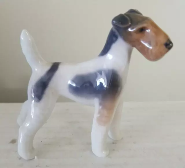 Royal Copenhagen Denmark Wire Haired Fox Terrier #3170 Porcelain Dog Figurine