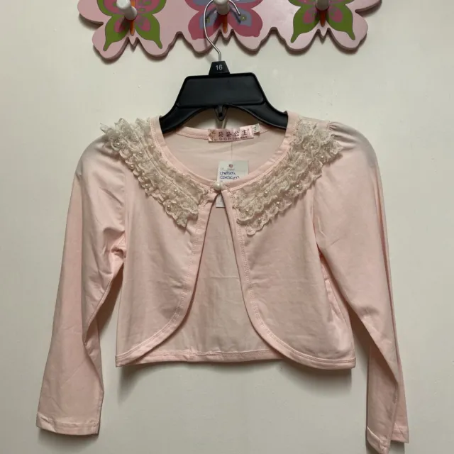 New girls pink Bolero cardigan with Tags With Pearls age 6 RRP 10