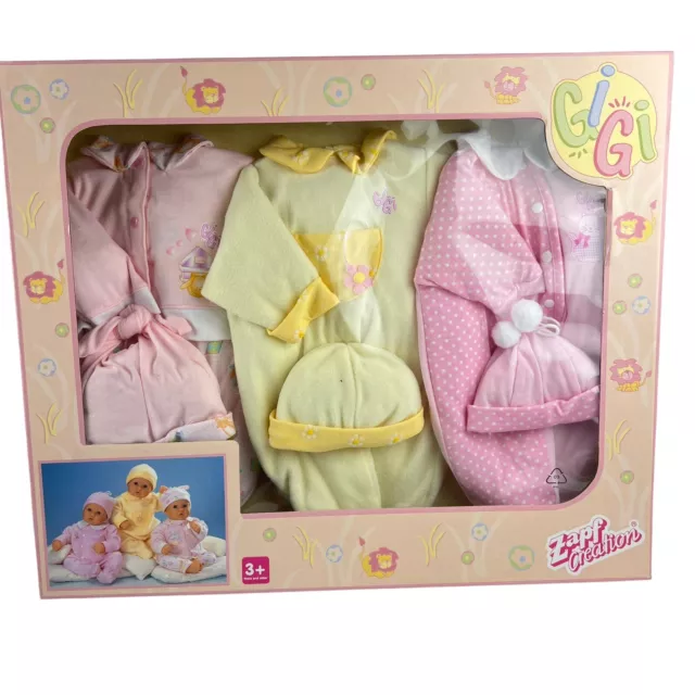 Zapf Creation Gigi Baby Doll 3 Outfits Pajamas Clothes Fashions Vintage New