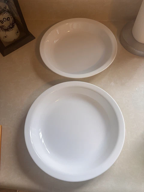 CORELLE VITRELLE 10 1/4” Pie Plate Flat Rim Winter Frost White