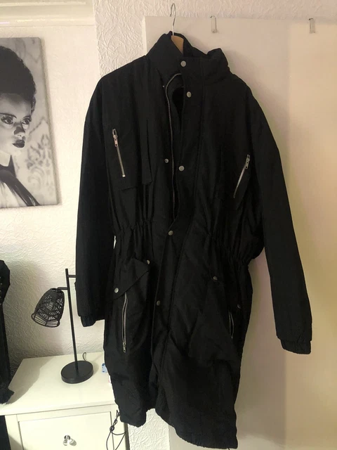 mens asos black long length padded winter jacket xl