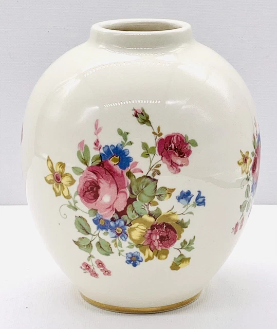 ANJOU USA Porcelain Multicolored Floral 5” Urn|Vase|Ginger Jar EUC