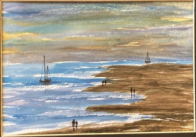 Original watercolor painting, 5x7 original and signed  seascape  2 for 1 price!