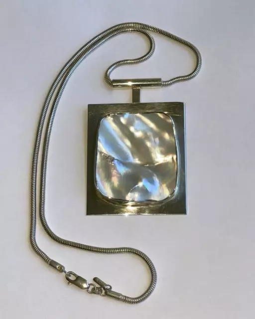 H. Mackie Blister or Mabe Pearl Pendant and 18" Necklace Sterling Silver 925 New