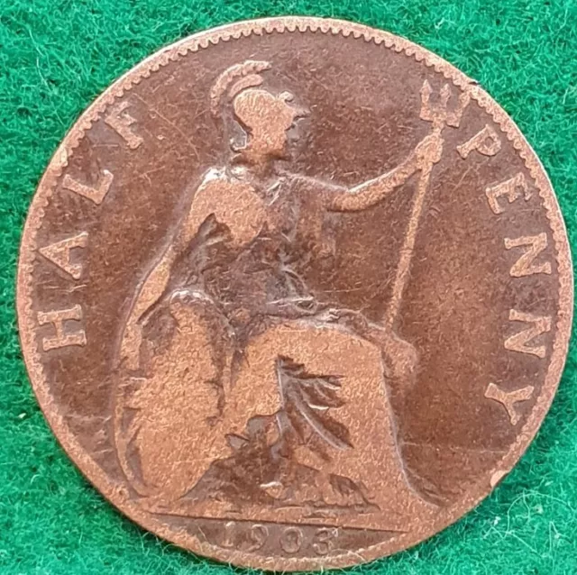 1903 Edward VII Half Penny Coin