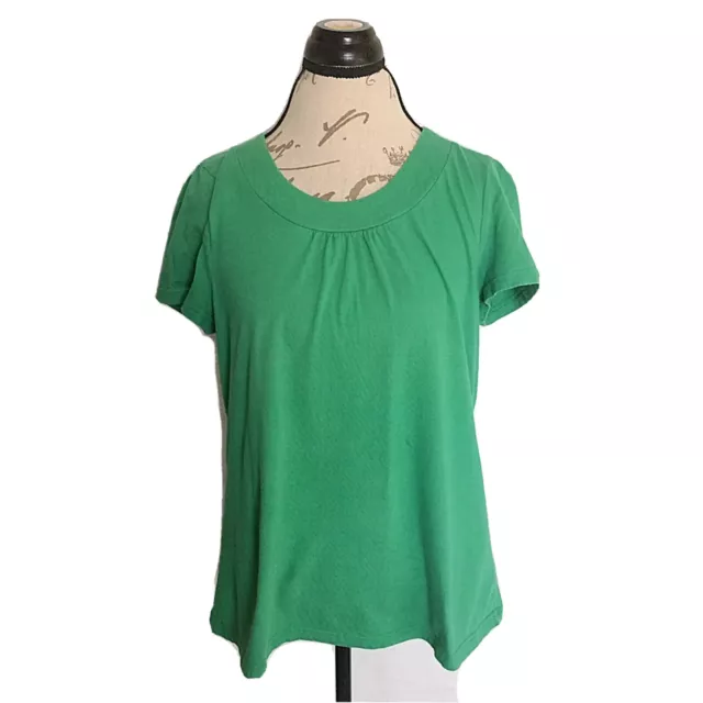 Sonoma Blouse Womens Green Short Sleeve Size Petite PL Cotton Life Style Pleated