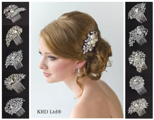 Bridal DIAMOND HAIR COMB Wedding Prom Girls Ladies Fancy Dress Night Party Tiara 3