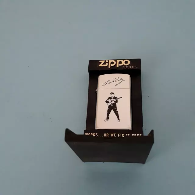 Vintage 1987 Zippo Lighter Elvis Presley Full Size, Slim HP Chrome * Rare Find *