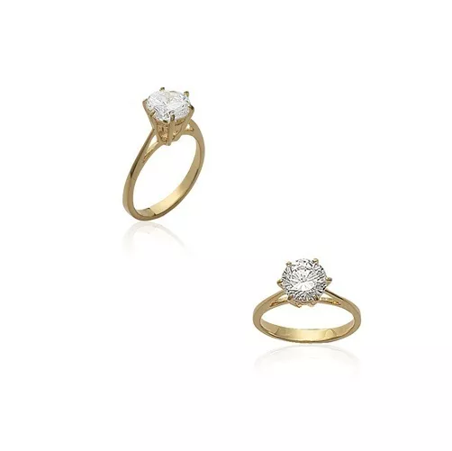 Bague SOLITAIRE ZIRCONIUM 8 mm Plaqué OR NEUF Taille au choix