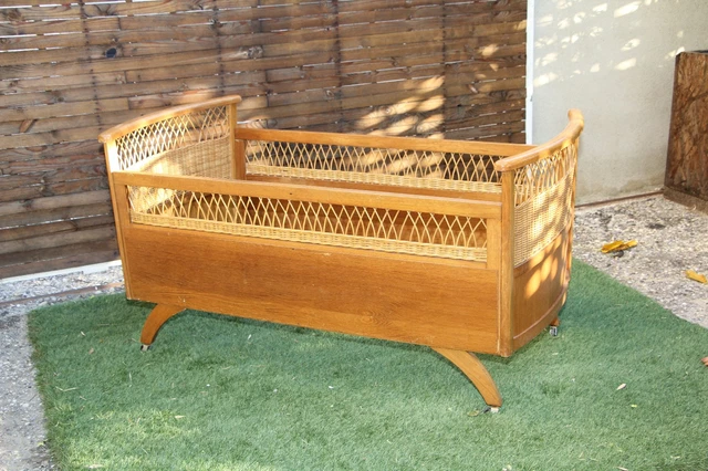 Lit Bateau Ancien En Noyer – 81 Cm (Hauteur) – Avec Sommier à Lattes – Simple