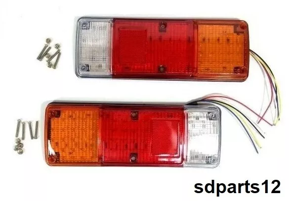 Paire Feux Arrière 12V LED 4 Fonctions Pour Remorque Camion Van Caravane 89 LED