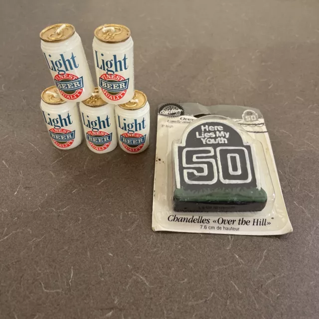 Vintage Wilton Candles 5 Light Beer Can Candles 50Th Birthday Over The Hill