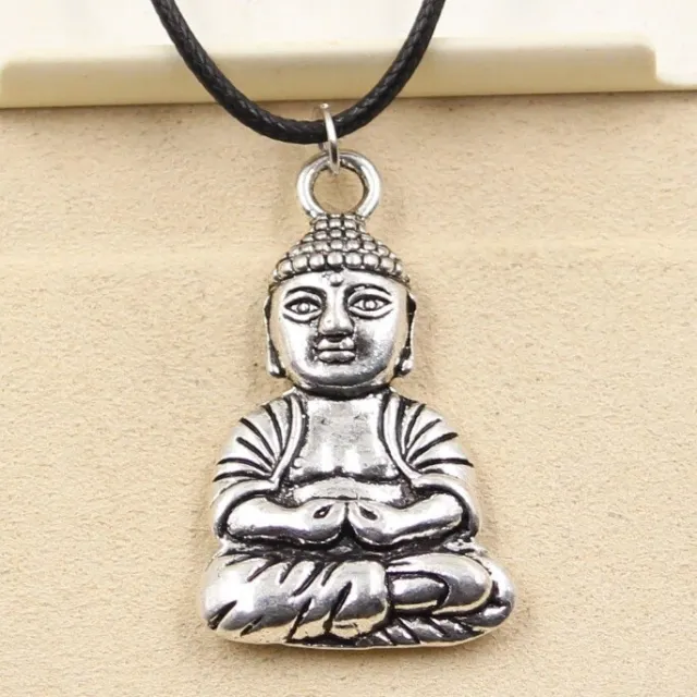 Buddha Pendant Silver Necklace anesha Buddah Ganapati Hindu