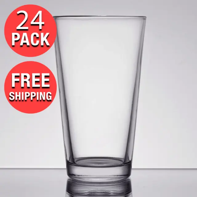 Clear Rim Tempered 16 oz Pint Glass for Restaurant Bar Beer Mixing - (24-Pack)