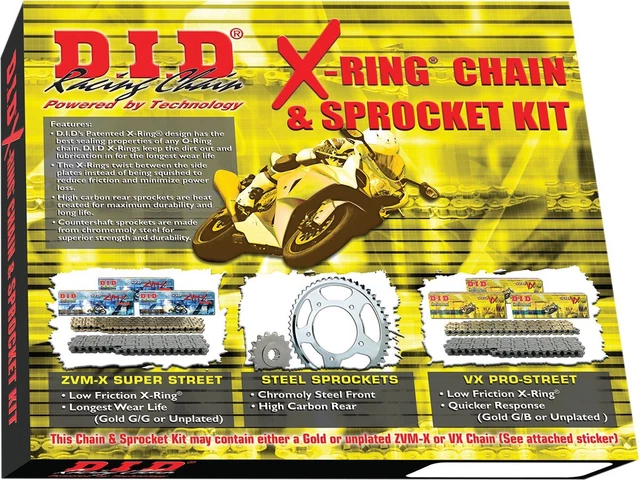 DID Steel Sprocket & 530ZVMX Gold X Ring Chain Kit (DKS-018G)