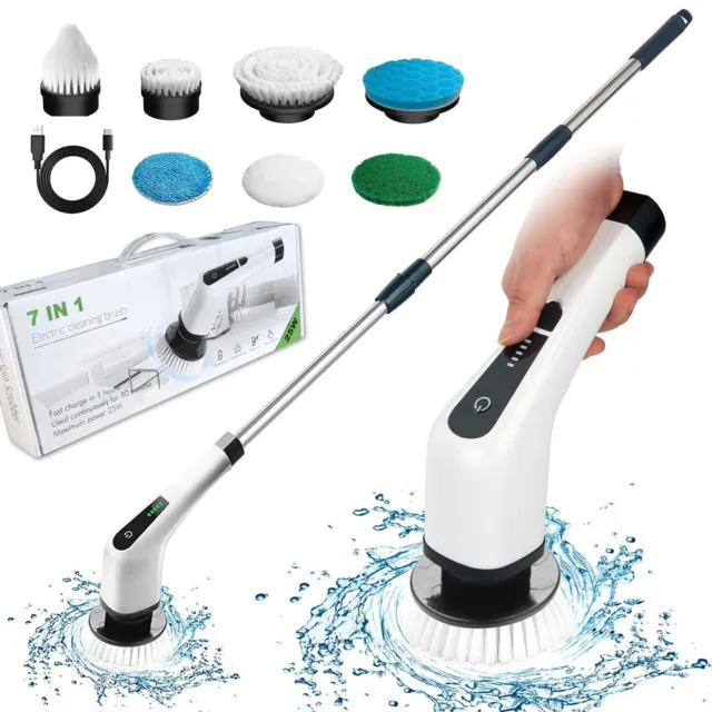 Electric Scrubtastic Rechargeable Cordless Spin Scrubber 7 Heads Cleaning Mop