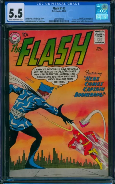 THE FLASH #117 (1960) 🌟 CGC 5.5 🌟 1st Captain Boomerang! Silver Age DC Comic
