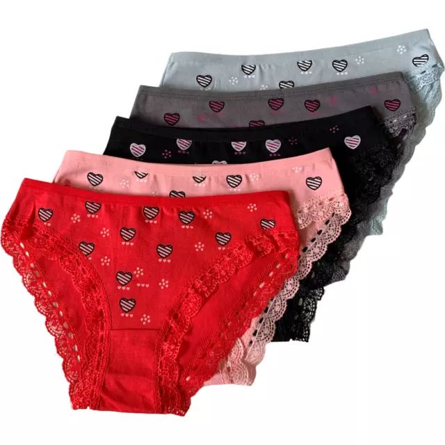 LOT New 5 Womens Hipster Boyshort Girl Panties Bikini Underwear Size M L XL 6764