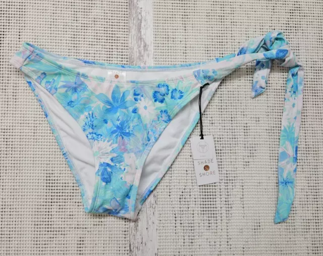 Shade & Shore Women's Cheeky Floral Bikini Bottom Small (4-6) Blue Floral