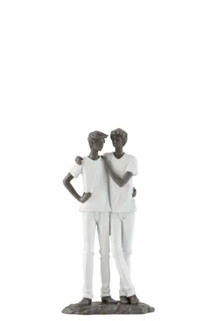 Men's Couple Statue White Resin Sculpture & Mole J Line