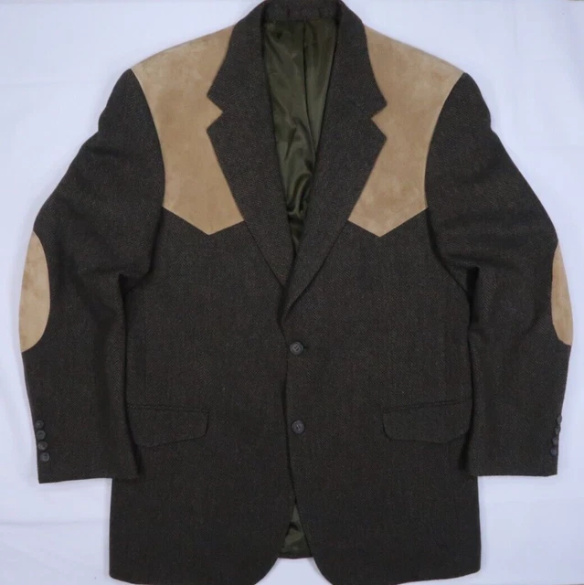 NEW BAR WS WESTERN WEAR vtg 44 R WOOL SPORT COAT BLAZER JACKET ELBOW PATCH SUEDE
