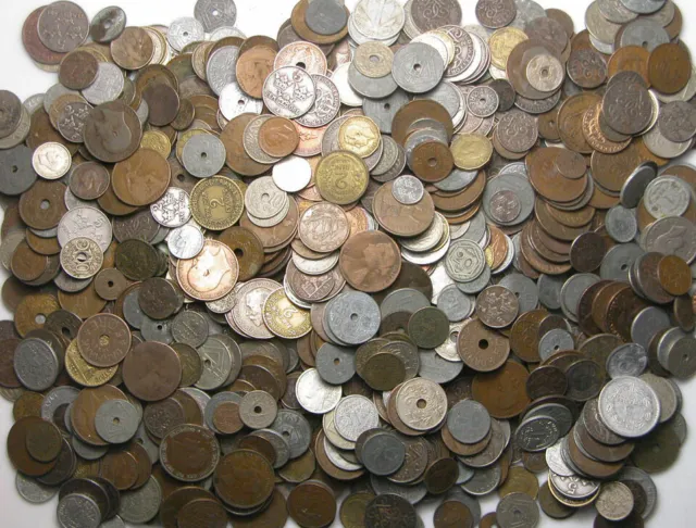 Konvolut Kiloware Nur alte Münzen bis 1950 aus Europa Welt 1 KILOGRAMM 1 Kg LOT 3