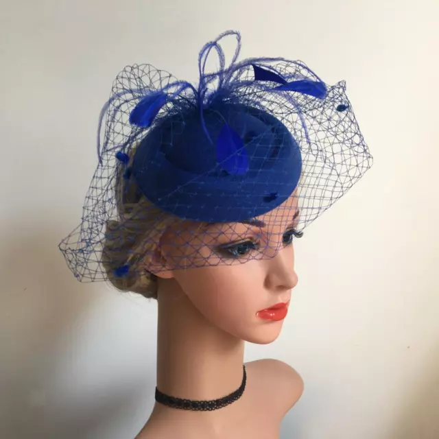 Fascinating Detachable Artificial Feather Hair Headband Hat with Veil for