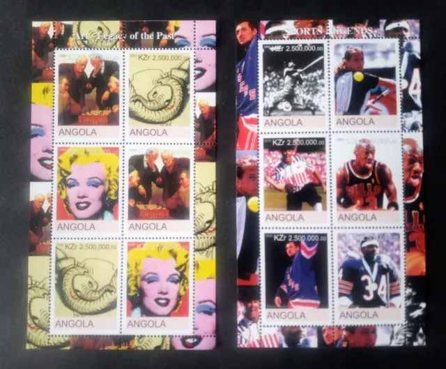 Briefmarken Angola 2 Blöcke postfrisch Themen Kunst und Sport