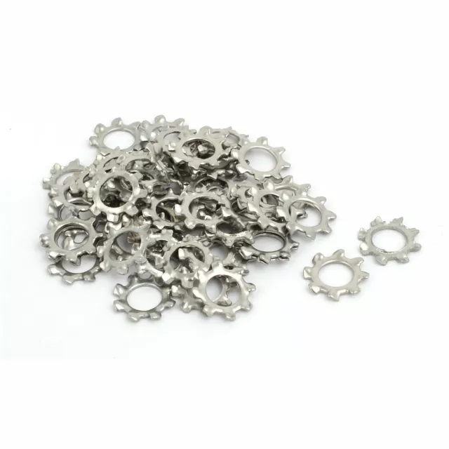 6mm Int. Dia acier inox Ext. Dent Rondelle Serrage Argenté 50pc
