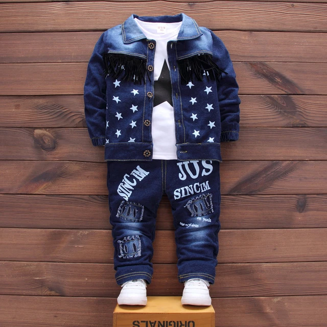 Kids Baby Clothes Outfit Boy Outfits Boys Infant Toddler Coat + T-shirt + Jeans