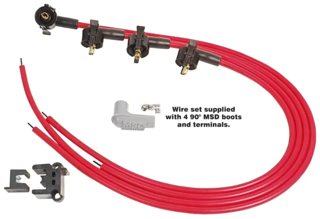 MSD 31689 Super Conductor Spark Plug Wire Set, 4 Cylinder Midget