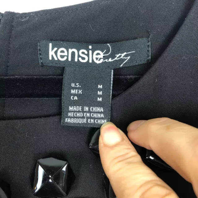 Kensie Pretty Dress Womens Medium Black Embellished Neckline Beaded Shift 3