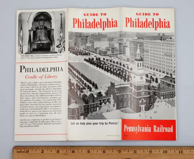 Vintage 1957 Pennsylvania Railroad Travel Tourism Guide to Philadelphia Brochure 2