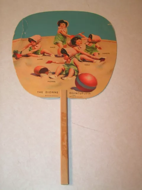 Vintage Hand Fan Dionne Quintuplets Hollywood Dance Hall Advertising