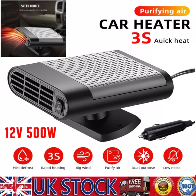 12V 500W Car Heater Portable Electric Heating & Cooling Fan Defogger Demister