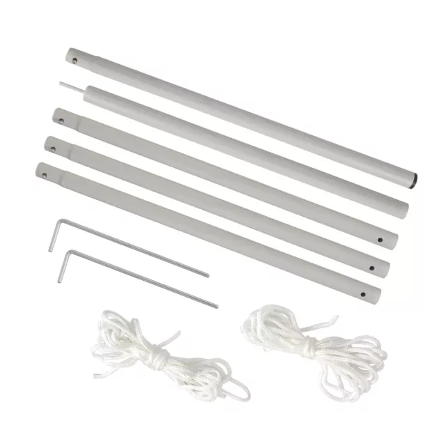 Mât pour voile d'ombrage kit de fixation 5 mâts en acier 2 cordes accessoires