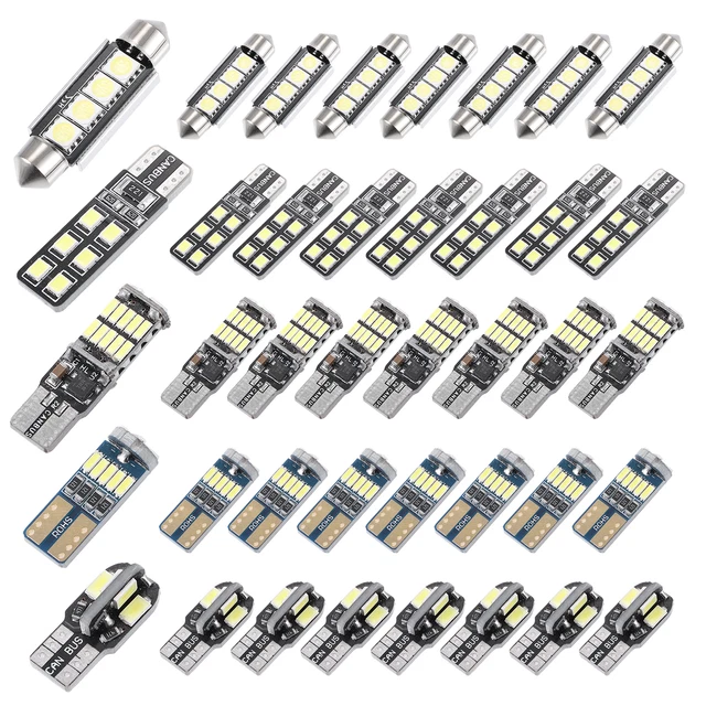 Coche LED Cúpula Kit Interior Luces, T10 24/25/32/34/41mm, Metal, 1 Juego
