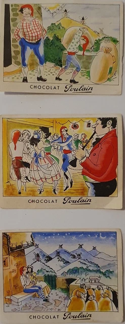Lot de 3 images Chocolat Poulain "Les belles Chansons de France"