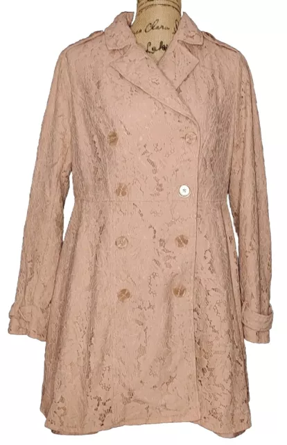 Women's Torrid Powder Pink Trench Jacket Lined  Lace Overlay Size 0X