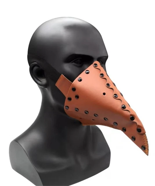 Half Face Khaki LongNosed Bird beak Halloween Masquerade Ball Steam PlagueDoctor