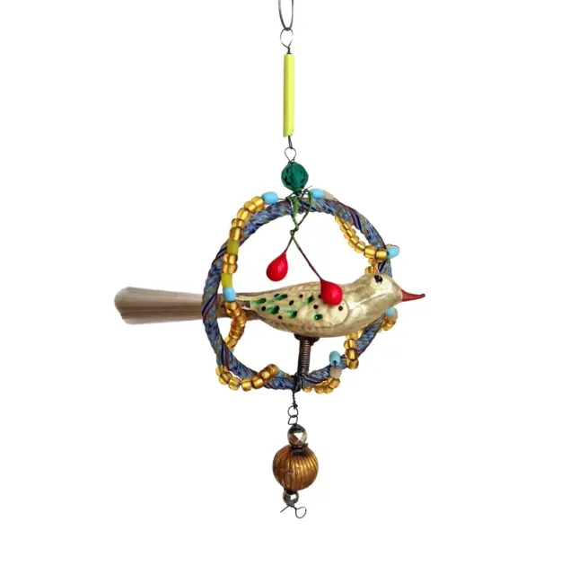 Alter Christbaumschmuck - Gablonzer Ornament mit Vogel   (# 17336)