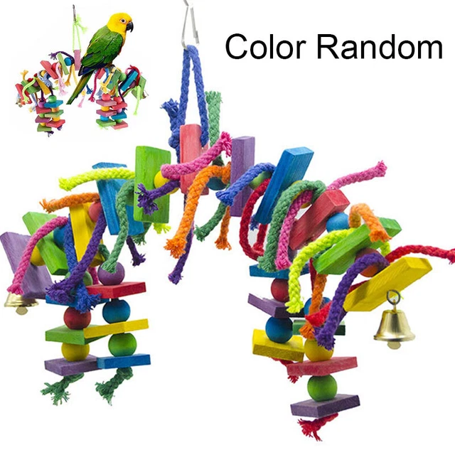 WOODEN LARGE PARROT Birds Toys Perch Stand Budgie Cockatiel Chew