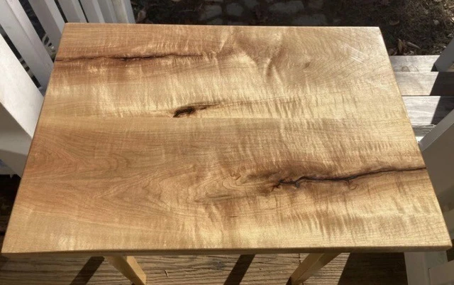Shaker Style Handmade Figured Maple Top Side Table