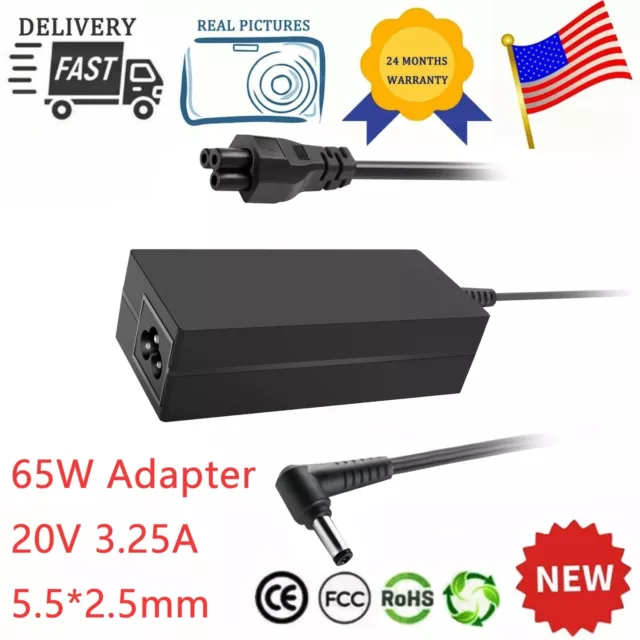 ✅65W 20V 3.25A 5.5*2.5mm Charger AC Adapter Power Supply Cord for Lenovo Laptop