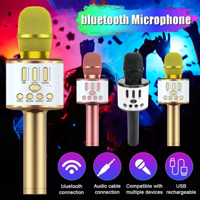 Bluetooth Karaoke Mikrofon,Drahtlose Kinder Microphon Lautsprecher mit  Licht