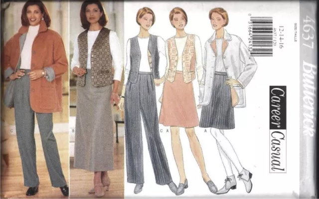 4637 UNCUT Butterick Sewing Pattern Misses Skirt Pants Jacket Vest Top OOP Easy