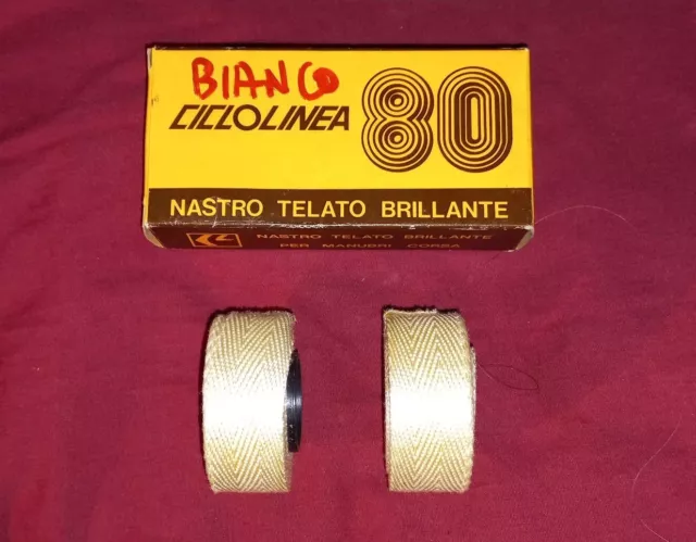 Nastro bianco manubrio bici d'epoca corsa anni 50/60, telato brillante