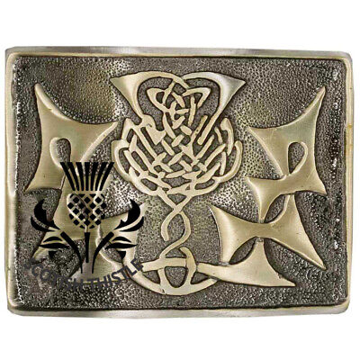 Cardo San Cardo Fibbia Cintura Kilt Argento Antico Finitura Vestito Highland Celtic 