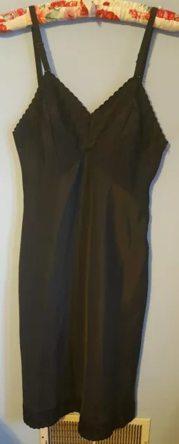 Sears 35 A Black Vintage 1970s NYLON FULL SLIP Sears Charmode
